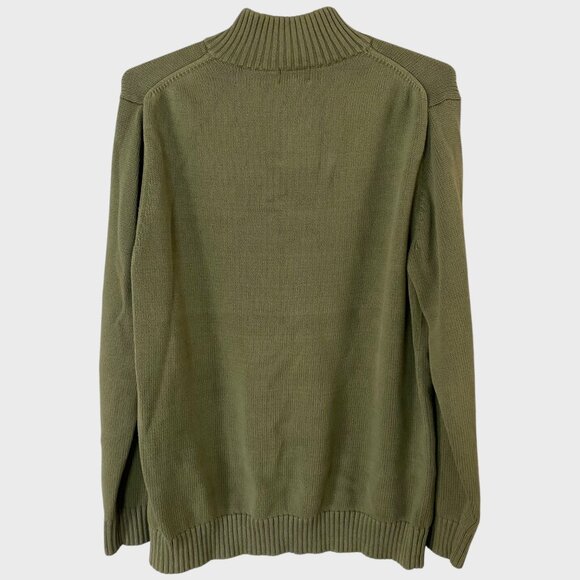 L.L. Bean Cotton-Knit Quarter-Zip Sweater Olive Men's XLT Long-Sleeve Pullover - Picture 4 of 10